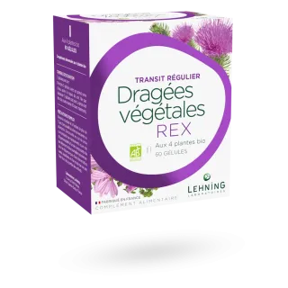 Dragées végétales REX Lehning transit régulier 60 gélules