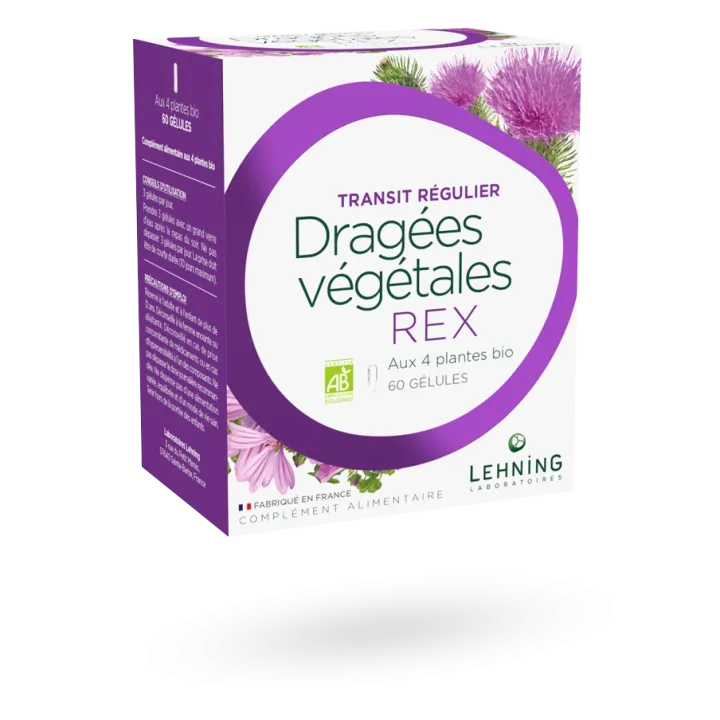 Dragées végétales REX Lehning transit régulier 60 gélules