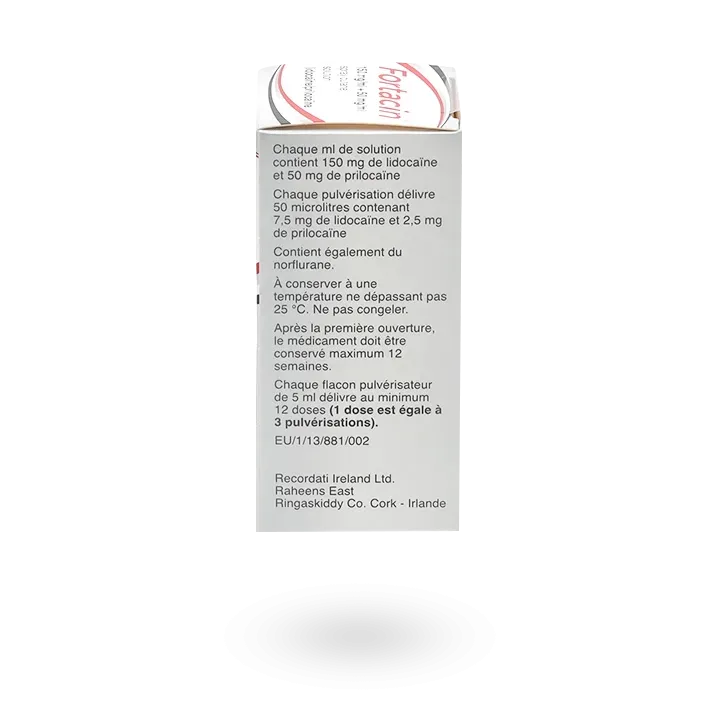 Fortacin 150 mg/ml + 50 mg/ml éjaculation précoce spray cutané de 5ml