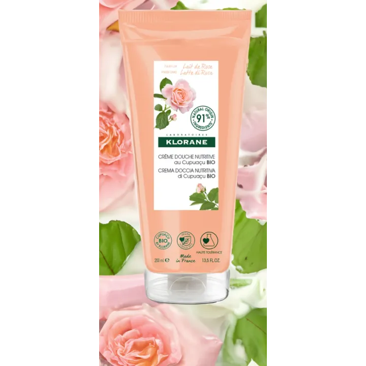 Crème de douche nutritive Klorane Lait de Rose 200 ml