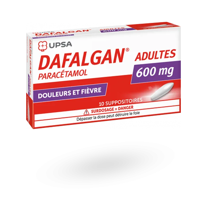 Dafalgan 600 mg UPSA boite 10 suppositoires adultes