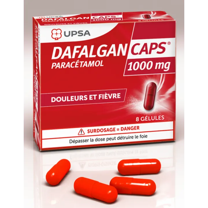 DafalganCaps 1000 mg UPSA boite 8 gélules