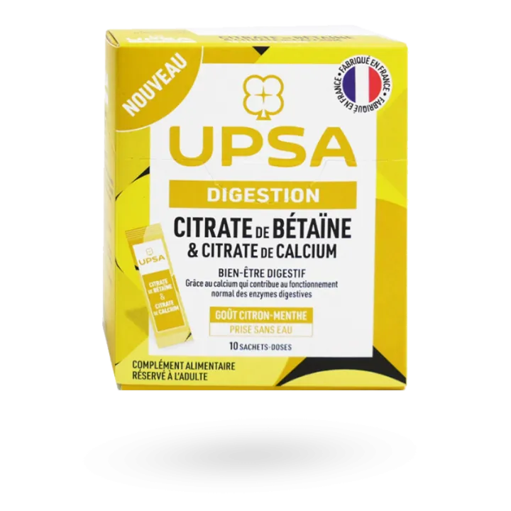 Citrate de Bétaïne et Calcium UPSA 10 dosettes citron menthe