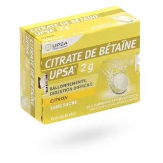 Citrate de Bétaïne UPSA 2 g Citron 20 comprimés effervescents Citrate de Bétaïne UPSA 2 g Citron 20 comprimés effervescents