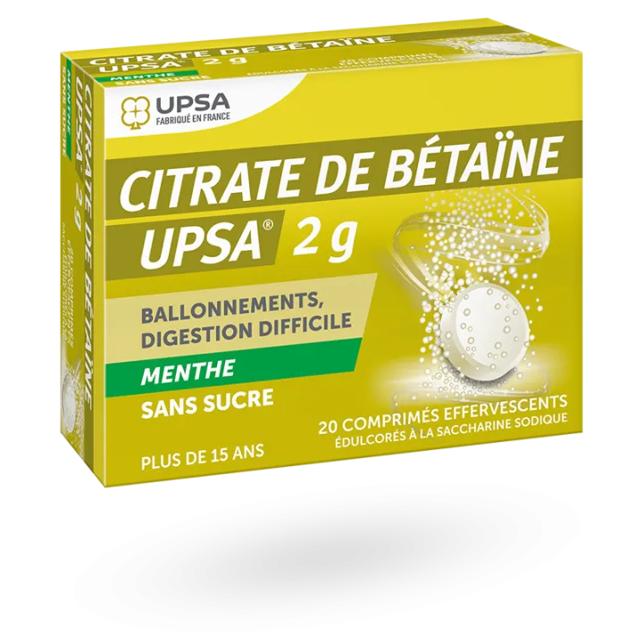 Citrate de bétaïne UPSA 2 g menthe 20 comprimés effervescents