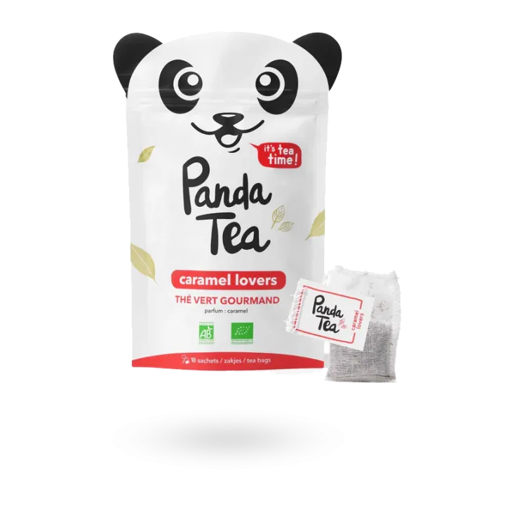 Panda Tea Caramel lovers thé vert BIO gourmand 18 sachets goût caramel