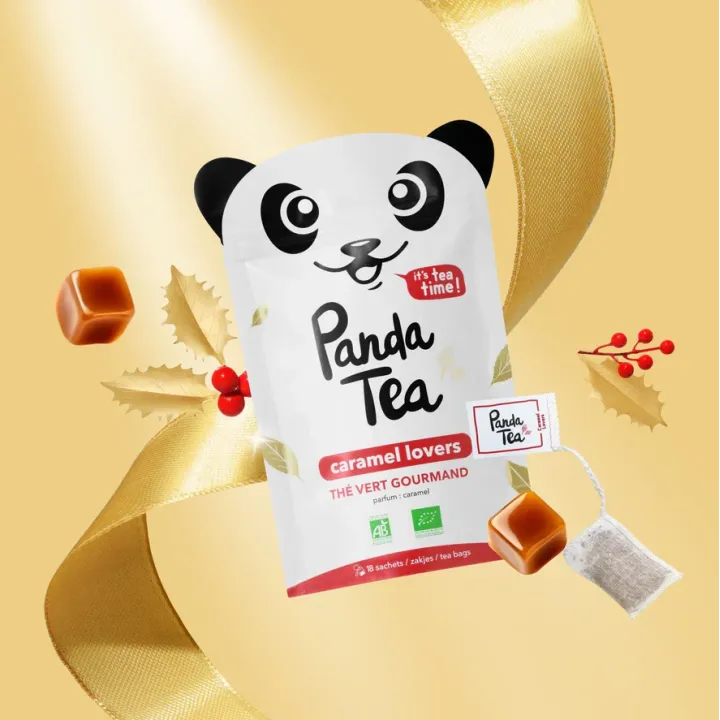 Panda Tea Caramel lovers thé vert BIO gourmand 18 sachets goût caramel