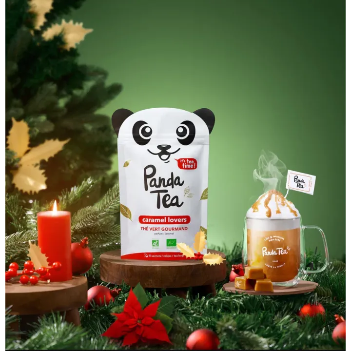 Panda Tea Caramel lovers thé vert BIO gourmand 18 sachets goût caramel