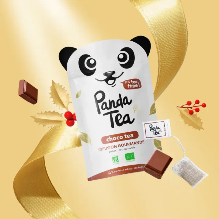 Panda Tea Choco tea infusion BIO gourmande 18 sachets goût chocolat vanille