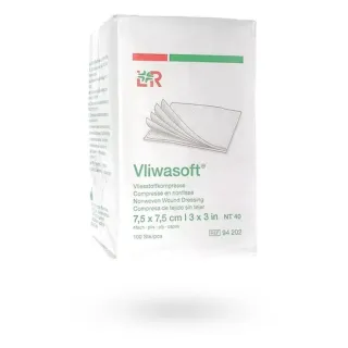 Compresses non-tissées non stériles Vliwasoft 7,5 x 7,5 cm 100 unités