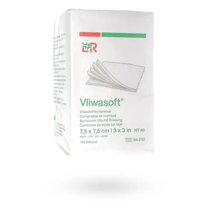 Compresses non-tissées non stériles Vliwasoft 7,5 x 7,5 cm 100 unités