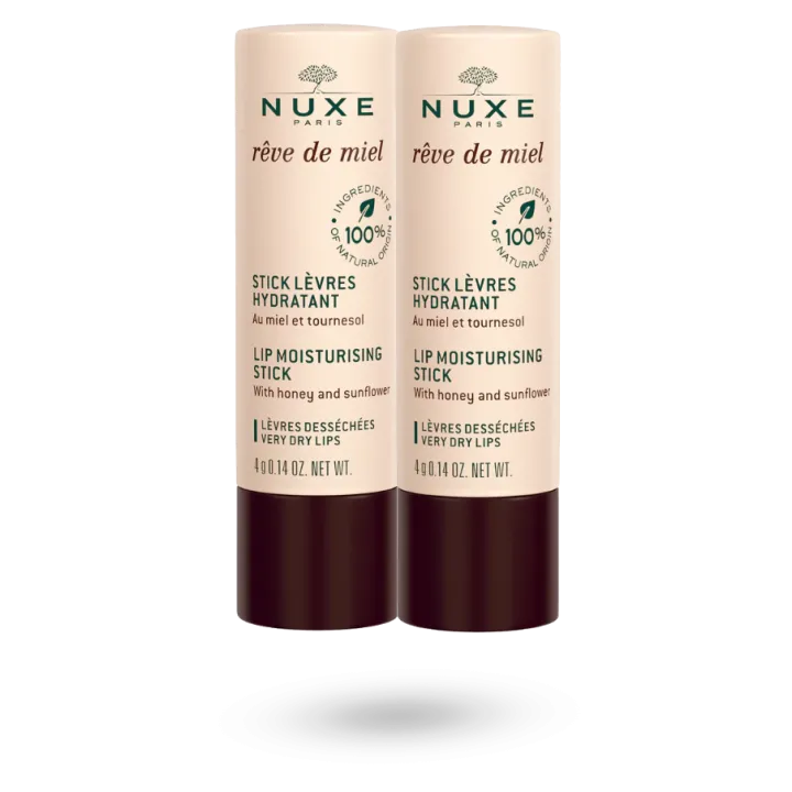 Stick lèvres hydratant Nuxe Rêve de miel lot de 2x4 g