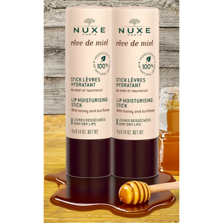 Stick lèvres hydratant Nuxe Rêve de miel lot de 2x4 g