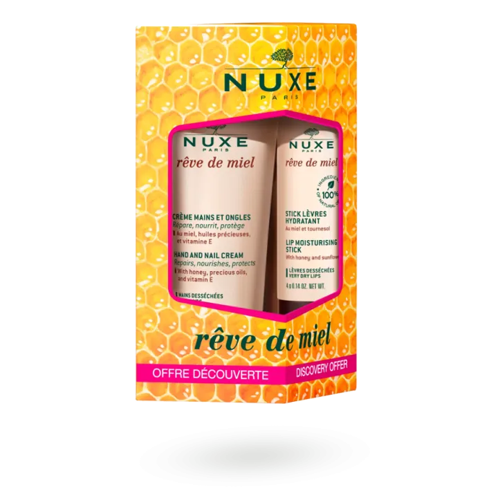 Duo gourmand crème mains 30 ml & stick lèvres 4 g Rêve de Miel Nuxe