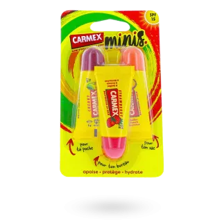 Carmex Minis Baumes à lèvres SPF 15 lot cerise, fraise et ananas