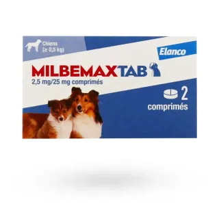 Milbemax Tab chiens 2,5 mg/25 mg 2 comprimés