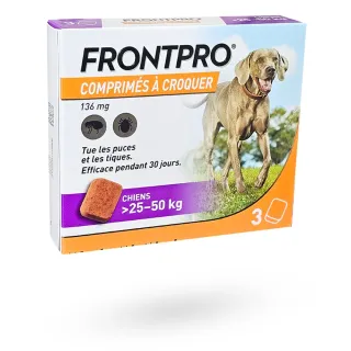Frontpro 136 mg chiens 25-50 kg 3 comprimés à croquer