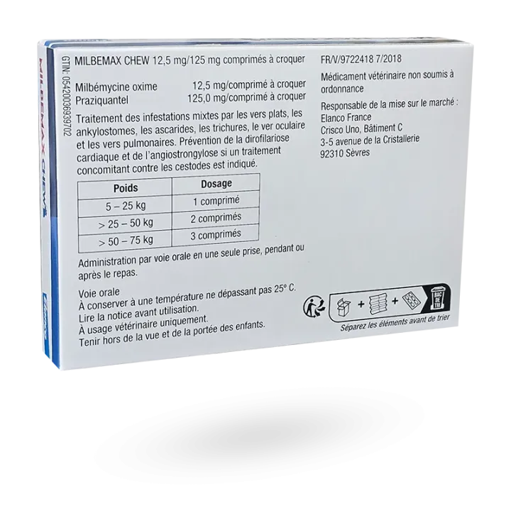 Milbemax Chew 12,5 mg/125 mg 2 comprimés à croquer