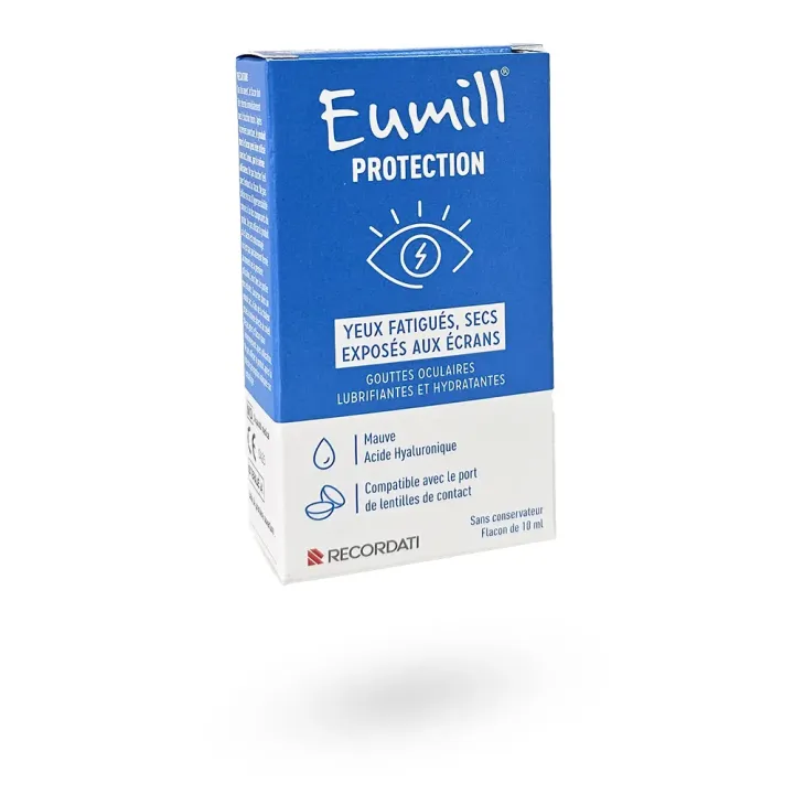 Eumill yeux fatigués, secs, exposés aux écrans gouttes oculaires flacon 10 ml