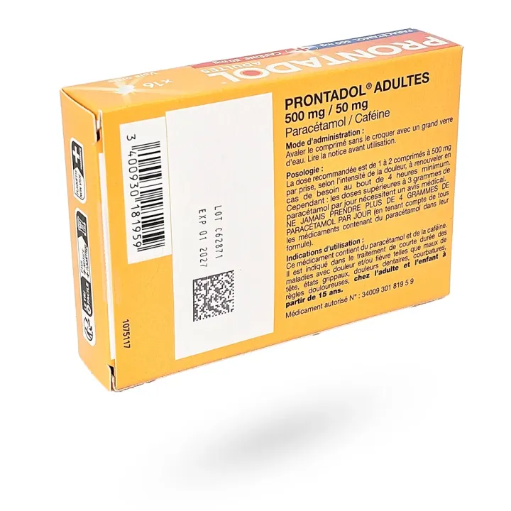 Prontadol Adultes 500 mg/50 mg – Antalgique Fièvre & Douleurs | Pharmacie en ligne