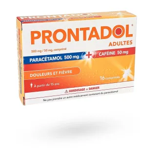 Prontadol adultes 500 mg/50 mg 16 comprimés Prontadol adultes 500 mg/50 mg 16 comprimés