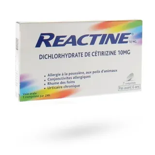 Reactine 10 mg allergie 7 comprimés