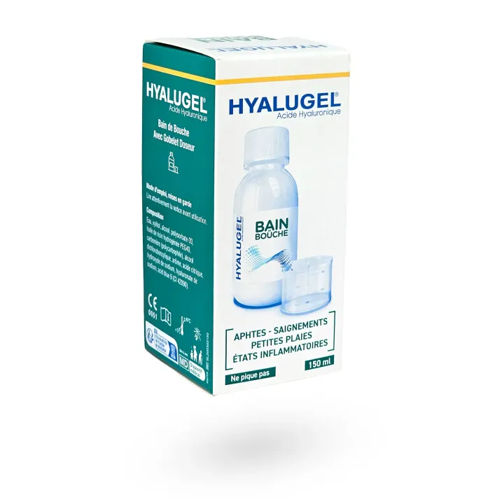 Hyalugel Bain de bouche 150 ml – Traitement des aphtes, gingivites et plaies buccales