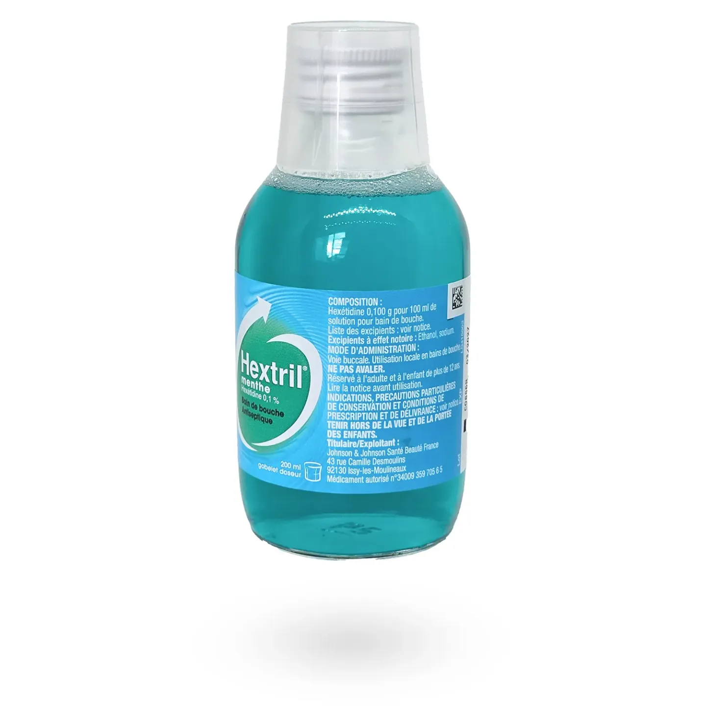 Hextril Menthe Bain de Bouche antiseptique 0,1% 200 ml  Affections  buccales | Pharmacie en ligne