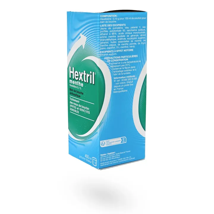 Hextril Menthe Bain de Bouche antiseptique 0,1% 400 ml | Pharmacie en ligne