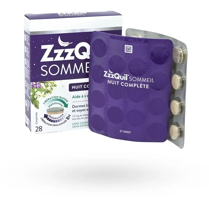 ZZZQuil Sommeil Nuit Complète | Mélatonine & Plantes pour un sommeil réparateur
