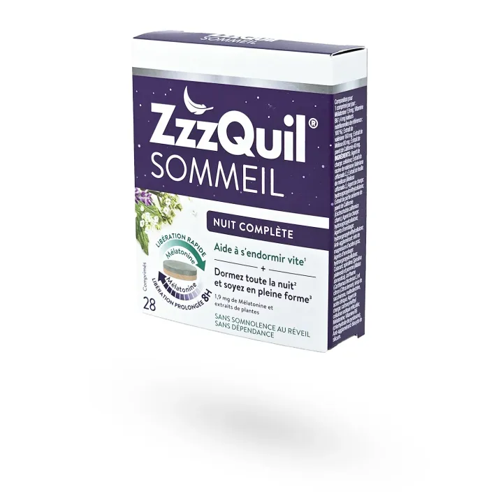 ZZZQuil Sommeil Nuit Complète | Mélatonine & Plantes pour un sommeil réparateur