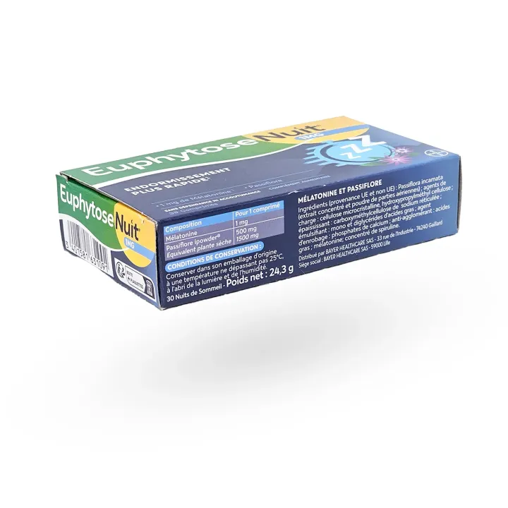 Euphytose Nuit 30 comprimés 1 mg Mélatonine et passiflore | Pharmacie en ligne