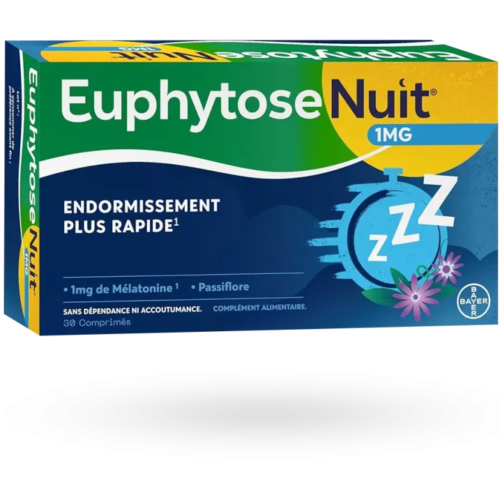 Euphytose Nuit 30 comprimés 1 mg Mélatonine et passiflore | Pharmacie en ligne
