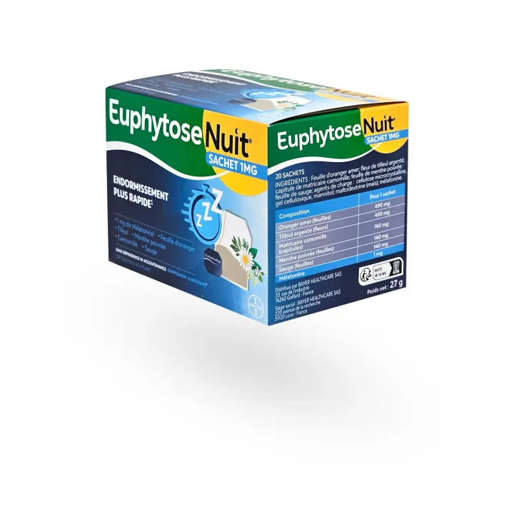 Euphytose Nuit sachet 1 mg 20 infusions sommeil | Pharmacie en ligne