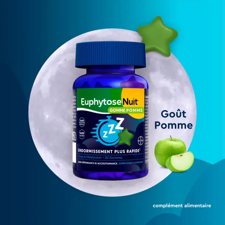 Euphytose Nuit Pomme 30 gommes – Mélatonine 1 mg | Pharmacie en ligne