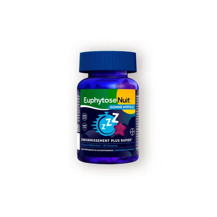 Euphytose Nuit Myrtille 30 gommes – Mélatonine 1 mg | Pharmacie en ligne