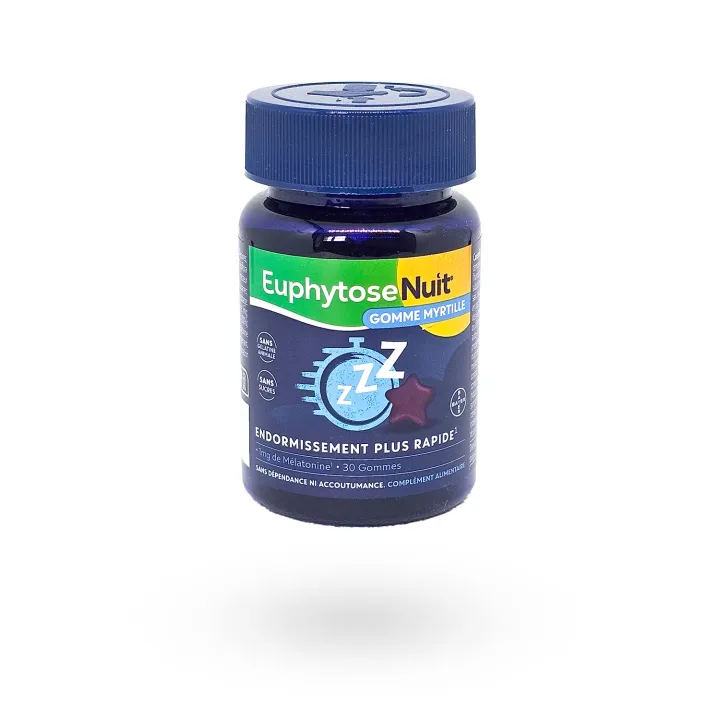 Euphytose Nuit 1 mg mélatonine 30 gommes à mâcher myrtille