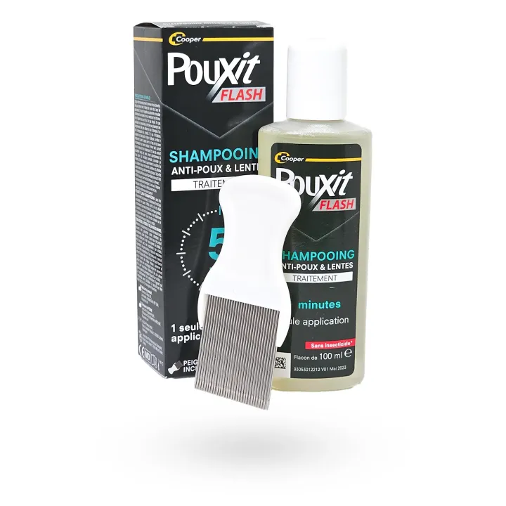 Pouxit Flash Shampooing Anti-Poux & Lentes 100 ml + peigne | Pharmacie en ligne