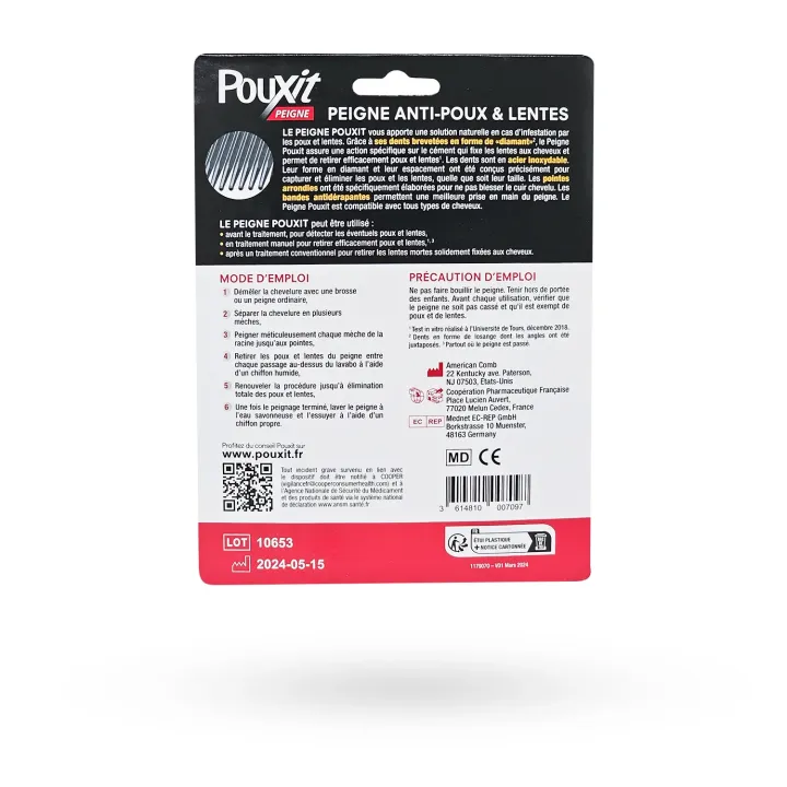Pouxit Peigne Anti-Poux & Lentes Métallique | Pharmacie en ligne
