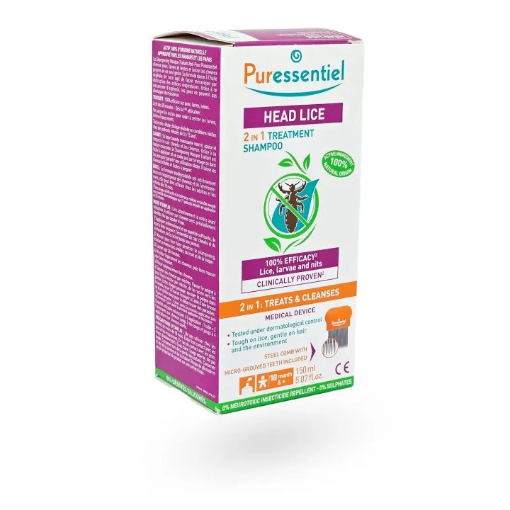 Puressentiel Anti-Poux Shampooing Masque 2 en 1 – Traitement Naturel Anti-Poux 150 ml | Pharmacie en ligne