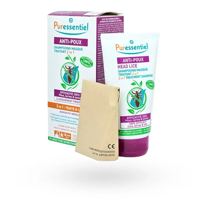 Puressentiel Anti-Poux Shampooing Masque 2 en 1 – Traitement Naturel Anti-Poux 150 ml | Pharmacie en ligne