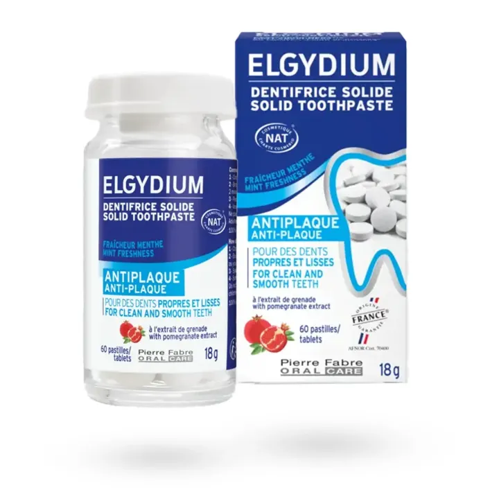 Elgydium dentifrice solide anti-plaque 60 pastilles