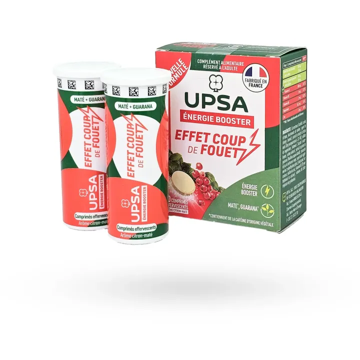 UPSA Énergie Booster 20 comprimés effervescents – Coup de fouet maté et vitamines