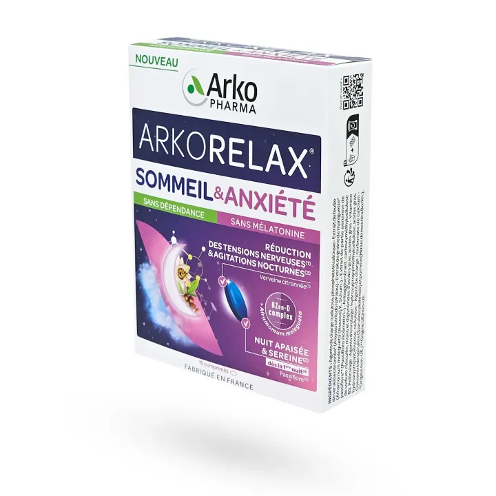 Arkorelax Sommeil & Anxiété 15 ou 30 comprimés – Sommeil naturel et anti-stress Arkopharma