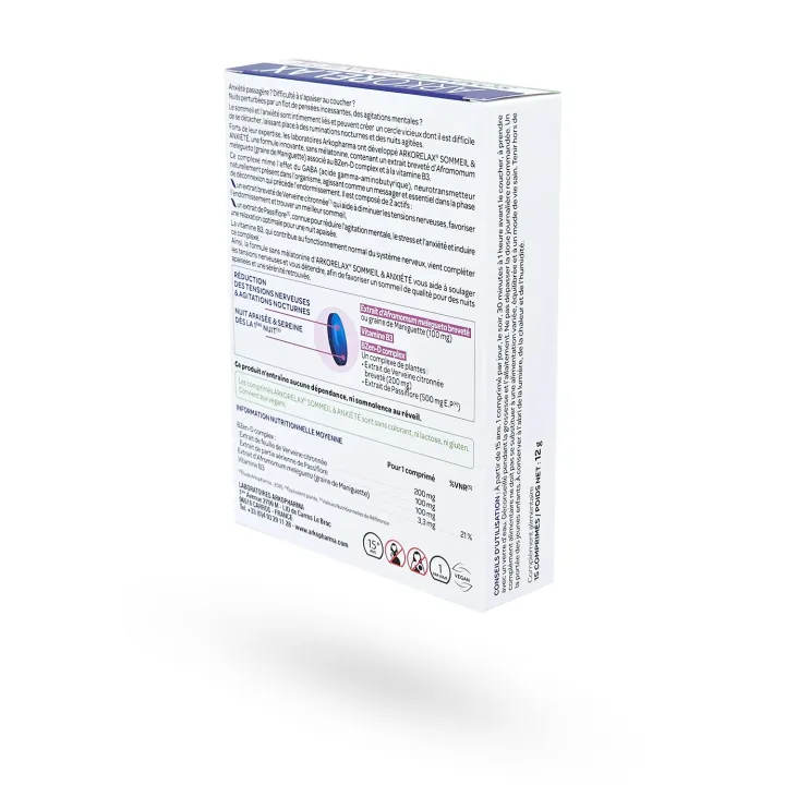 Arkorelax Sommeil & Anxiété 15 ou 30 comprimés – Sommeil naturel et anti-stress Arkopharma