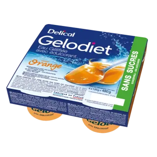 Gelodiet eaux gélifiées édulcorées Delical 4x120 g saveur orange