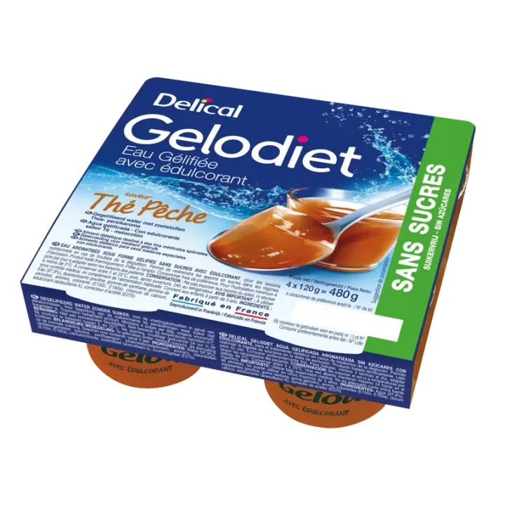 Gelodiet eaux gélifiées édulcorées Delical 4x120 g saveur thé pêche