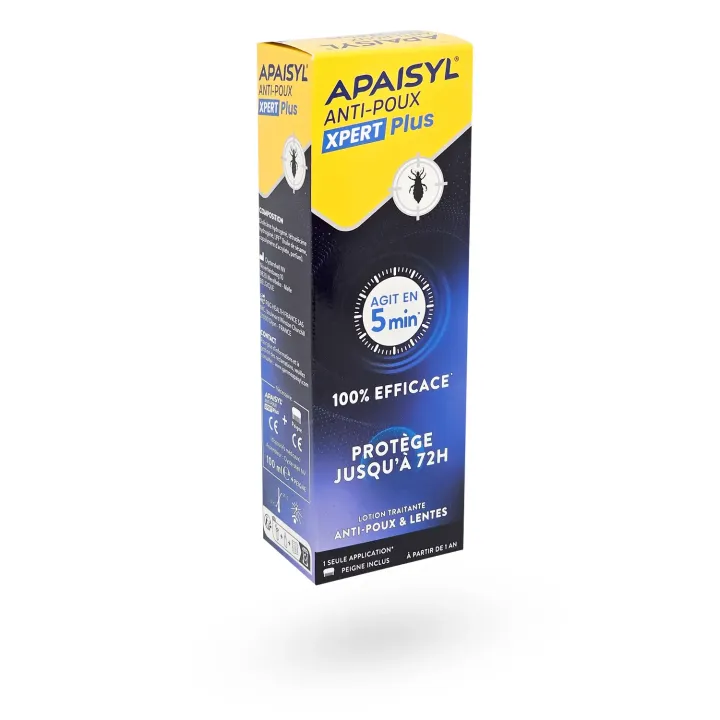 Apaisyl Xpert Plus – Lotion anti‑poux 100 ml | Action 5 min & protection 72 h | Pharmacie en ligne