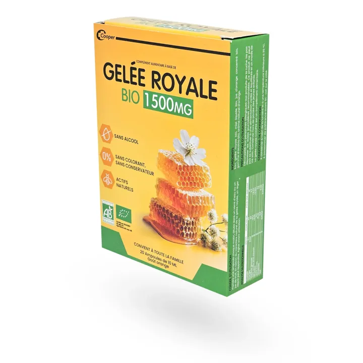 Gelée Royale Bio 1500 mg Cooper – 20 Ampoules 10 ml revitalisantes | Pharmacie en ligne