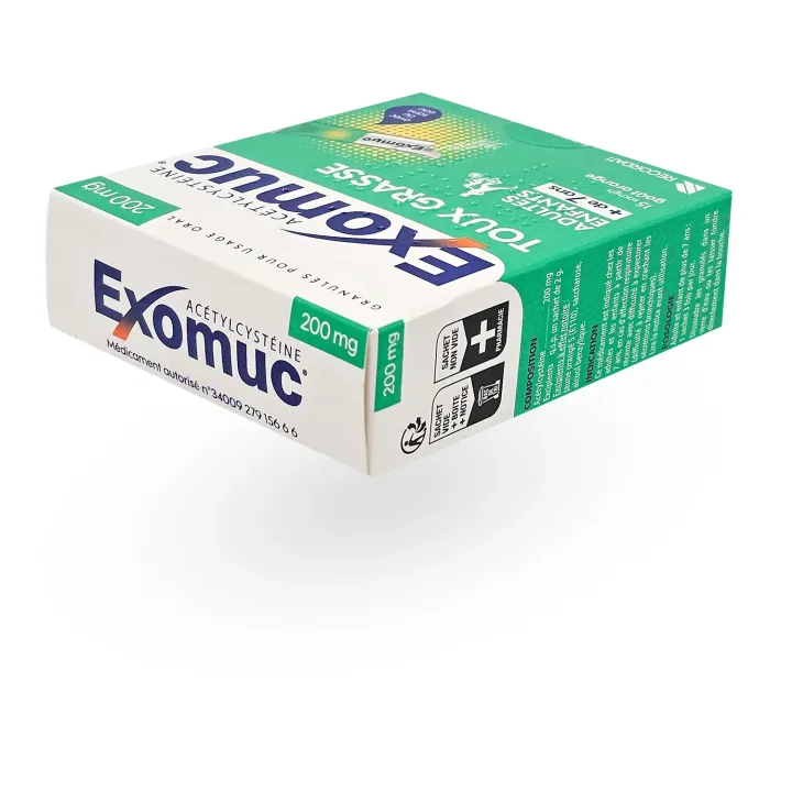 Exomuc 200 mg toux grasse 15 sachets goût orange | Pharmacie en ligne